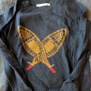 Woolrich Navy Sweater with Snowshoe Design